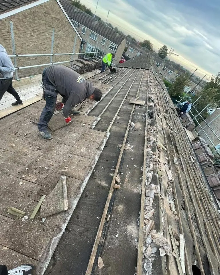 Roof strip and re-felt in progress in Honiton